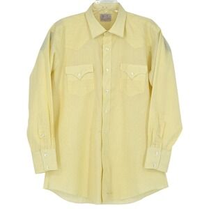 H Bar C Ranchwear Men XL Yellow Striped Western Long Tail 70s Button Down Shirt